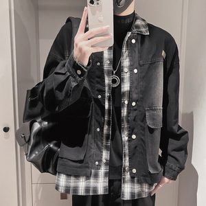 WT72特P138控178M-3XL74%棉19%聚酯纤维7%粘胶水洗棉假两件翻领夹图片