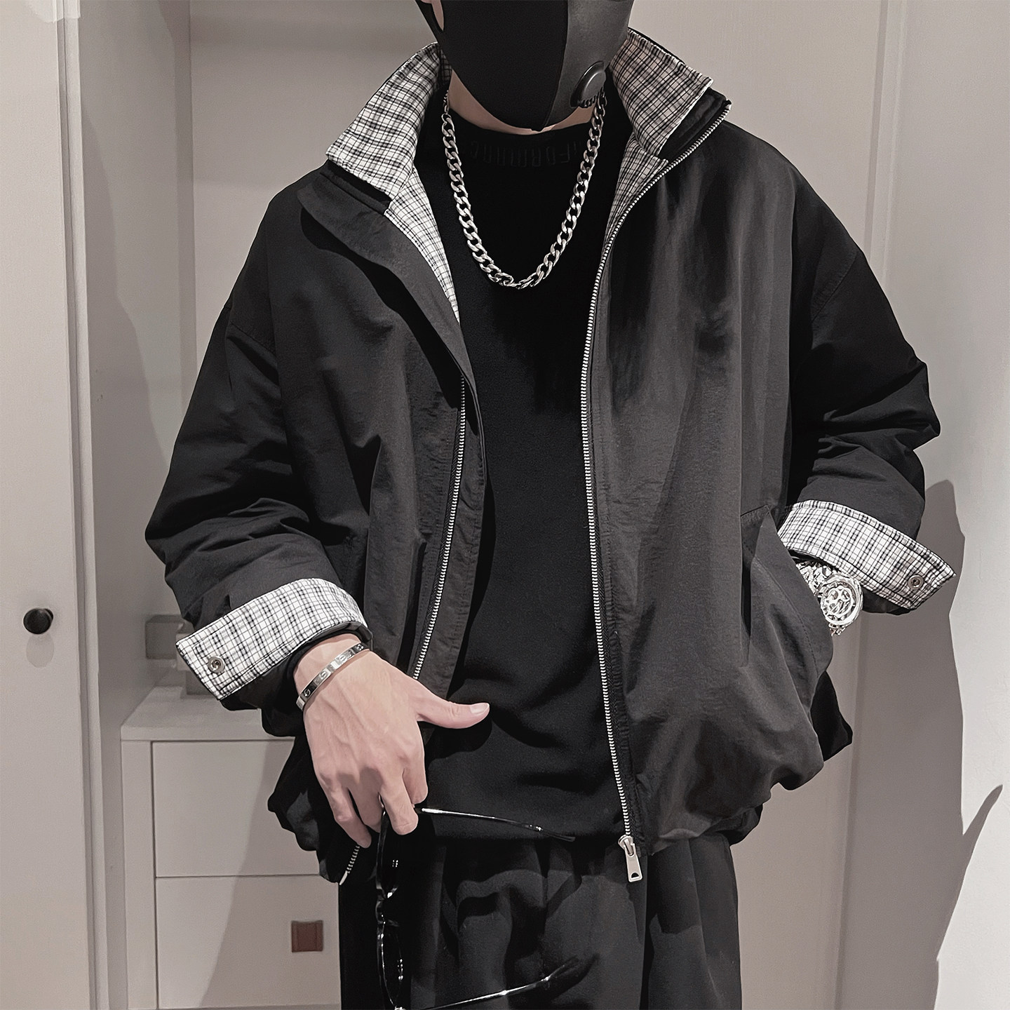 Y119-P218-控298M-3XL-80%棉20%聚酯纤维50绒衬格贴面内里羽绒服,男装羽绒服,电商A216