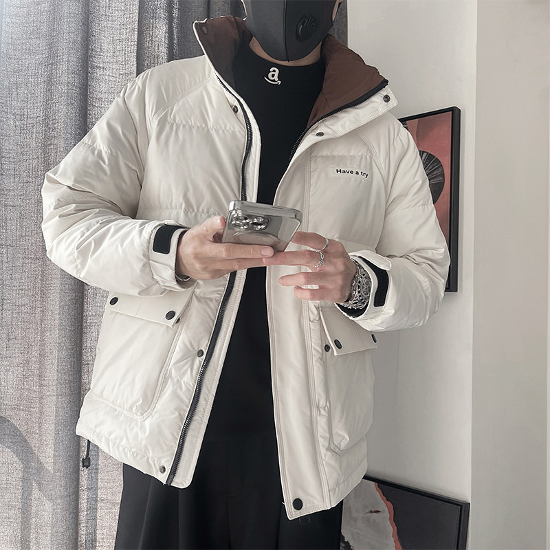Y106-M-3XL-P188控258外聚酯纤维  标50绒大口袋立领羽绒服图片