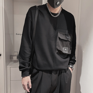 WY173-P68 控98 美式复古撞色口袋秋季潮牌痞帅高端设计感卫衣男图片