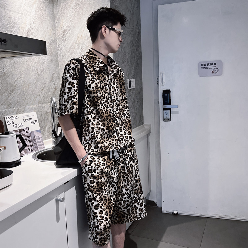 TZ59-M-3XL-P78-控108100%聚酯纤维豹纹冰丝凉感套装微阔版型,男装休闲套装,电商A216