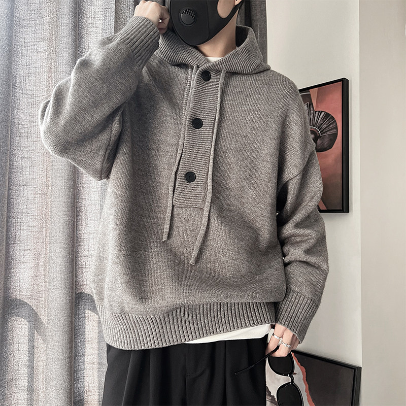 MX203特P98-控13850%腈纶29%聚酯纤维21%锦纶连帽开领慵懒毛衣启,男装针织衫/毛衣,电商A216
