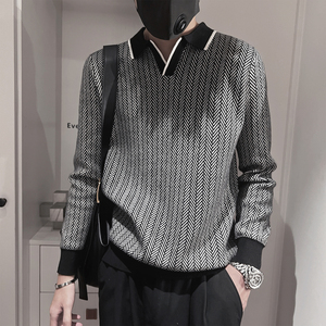 MX236-P68控98M-3XL 50%腈纶28%聚酯纤维22%锦纶翻领老钱风针织衫图片