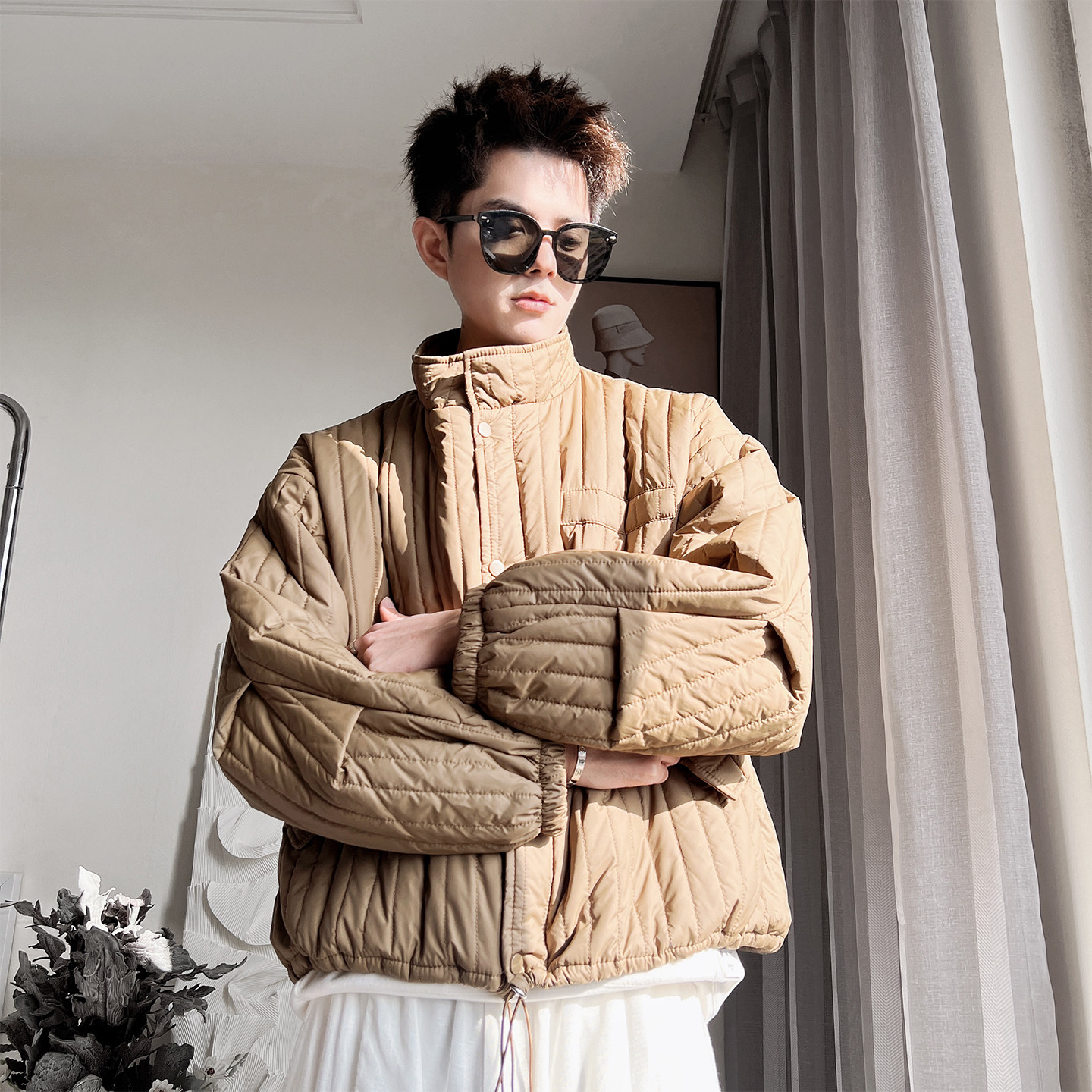 Y129P128-控178-M-XL-聚酯纤维通勤版棉袄袄胆可内穿棉衣，男装棉衣，电商A216