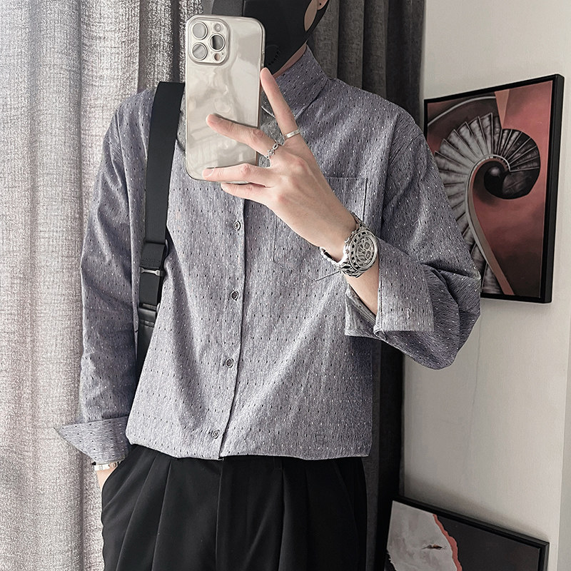 CS69-M-3XL P78-控108-95%棉 5%聚酯纤维凸点雪花纹衬衣 微阔版型图片