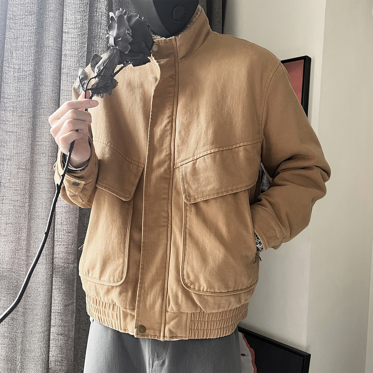 Y108-P178-控238-聚酯纤维毛领洗水棉工装棉衣无头图，男装棉衣，电商A216