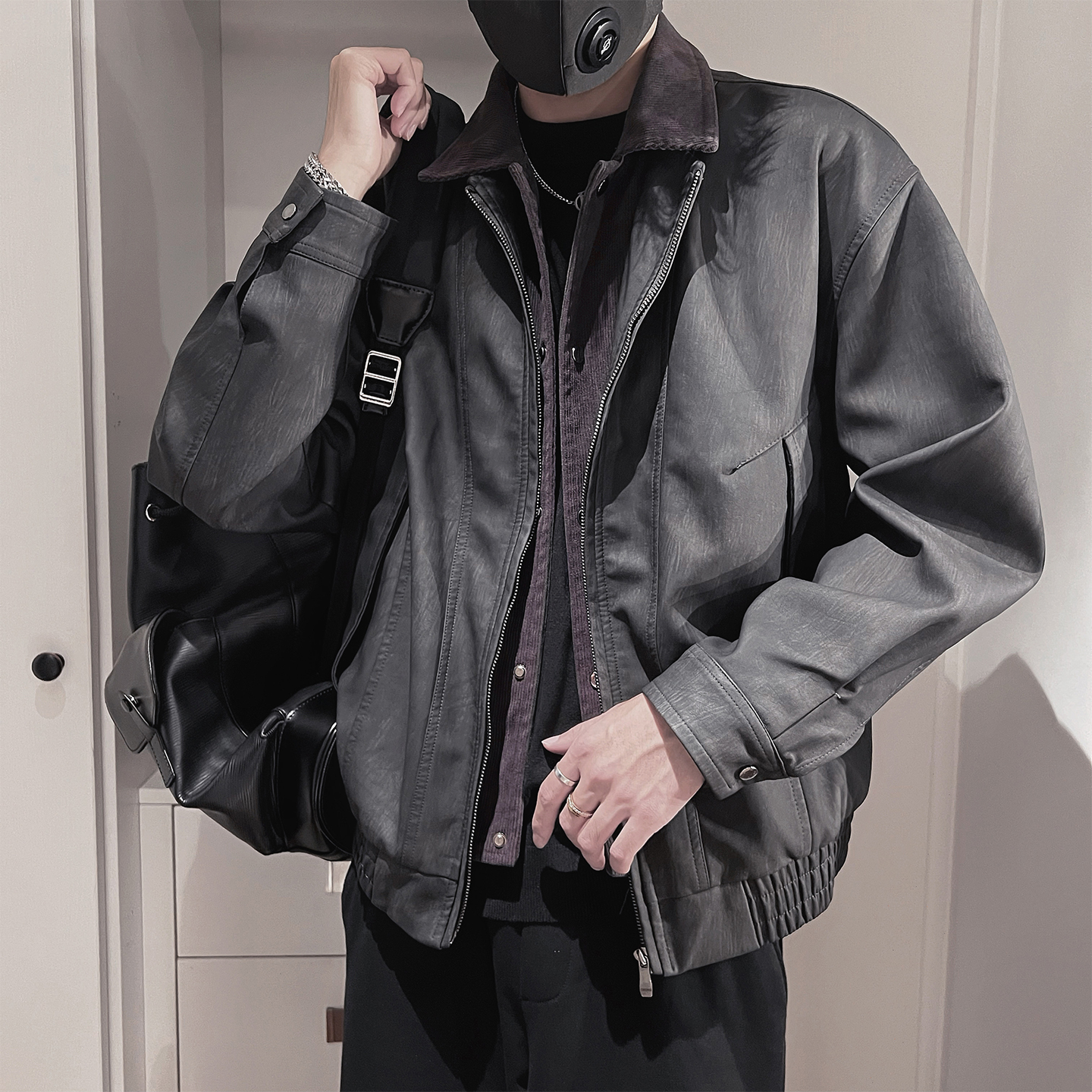 PY06-P138-控178M-3XL-95%PU皮5%其他假两件皮衣，男装皮衣，电商A216