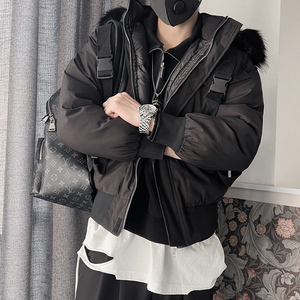 Y90-P135 控175聚酯纤维连帽棉服男棉袄子外套面包服加厚棉衣图片