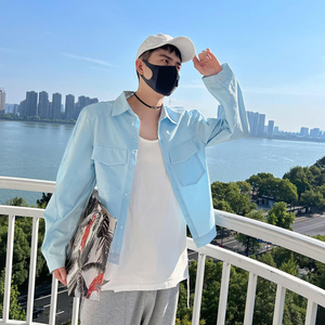 WT31-特P58 控78 秋季男士休闲亮色潮牌短款社会小伙上衣外套米图片