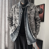 MX230M3XLP108控148腈纶15%尼龙15%涤纶70%牛仔底腰果花毛衣开衫，男装夹克，电商A216