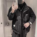 Y100-P198-控268聚酯纤维贴标正方大格衣身50绒立领羽绒服，男装羽绒服，电商A216
