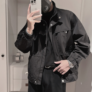 WT79-特P148-控198-M-3XL-聚酯纤维美系硬派拉领夹克钉扣缝合图片