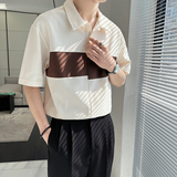QS19-P58控78衬衫男夏季高级感拼色Polo衫翻领痞帅宽松短袖T恤，男装Polo衫，电商A216