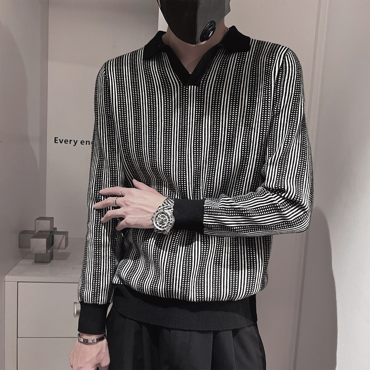 MX237-P68控98-M-3XL50%腈纶28%聚酯纤维22%锦纶老钱风格纹针织衫,男装针织衫/毛衣,电商A216