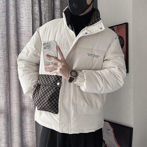 Y98-M-3XL-P138控178外聚酯纤维内纤维拼接格纹立领棉衣,男装棉衣,电商A216