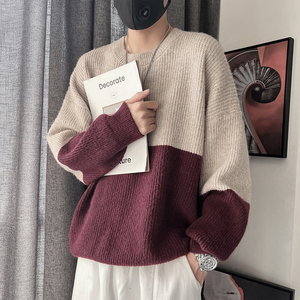 MX258-P88控118 M-XL腈纶15%尼龙15%涤纶70% 柔软上下拼色毛衣 OV,男装针织衫/毛衣,电商A216