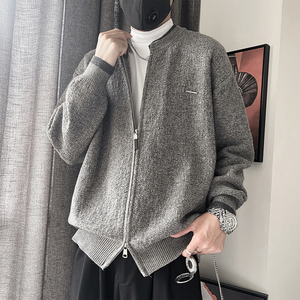 MX253-P88-控118-M-3XL15%腈纶15%锦纶70%涤纶花线双层领开衫毛衣图片