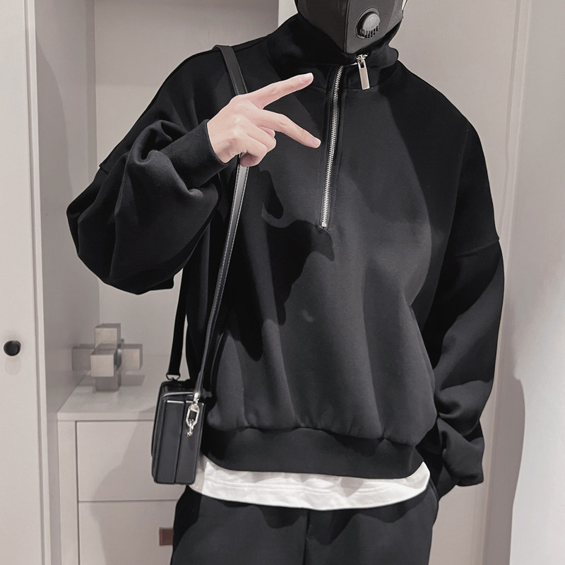 WY205-P78控108面50%50%涤底涤叠搭神器轻奢高领拉领卫衣,男装卫衣,电商A216