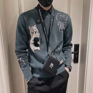 MX33-P88-控118 2023秋冬延续款社会精神小伙打底毛衣男针织衫图片