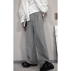 CK02-M-2XL-P48控68 50%棉50涤纶慵懒风盖脚面拖把裤泡泡四色格纹图片