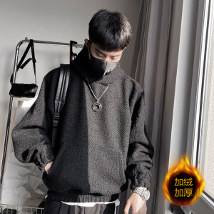 WY190-特P98 控138 秋冬新宽松连帽卫衣男小香风上衣重磅加绒外套图片