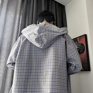 CS72-P78-控108-M-3XL- 棉  连帽衬衣外套 三色格子 微阔版型图片