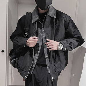 Y109-P198-控265 聚酯纤维  假两件拼牛仔薄羽绒服50绒 单件图片
