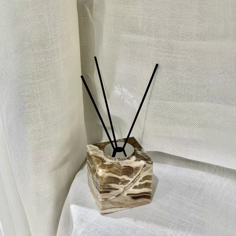 You物中古风天然大理石香薰复古法式艺术感香薰空瓶软装装饰摆件