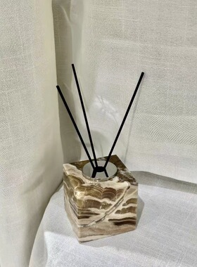 You物中古风天然大理石香薰复古法式艺术感香薰空瓶软装装饰摆件
