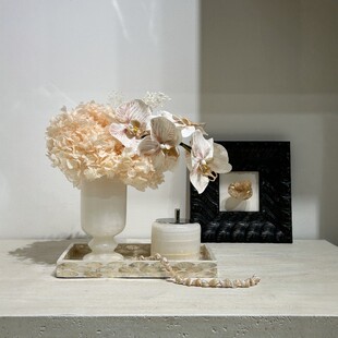 法式挂画仿真花艺贝壳托盘收纳花器套装样板间床头柜摆件家居氛围