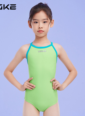 洲克儿童泳衣连体三角专业游泳训练zoke比赛竞速女孩新款速干泳衣