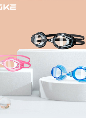 zoke洲克泳镜成人平光高清防水防雾儿童竞速训练不勒头游泳眼镜