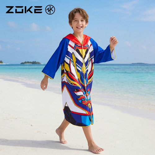 洲克男童开衫浴袍游泳洗澡防寒