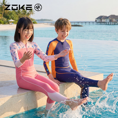 洲克儿童连体泳衣upf50+防晒面料