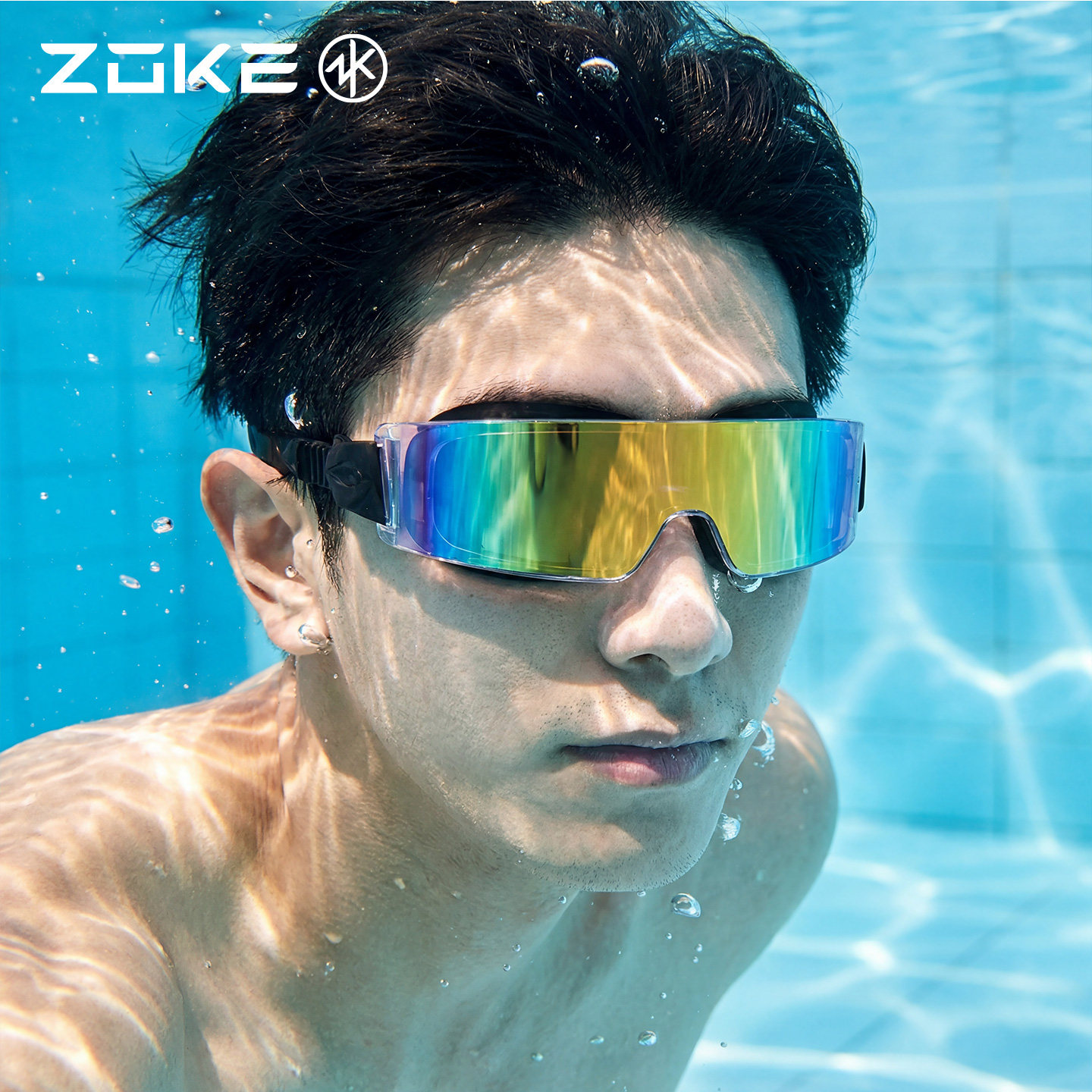 洲克泳镜女高清防水防雾zoke科技镜面电镀防强光游泳训练男士眼镜