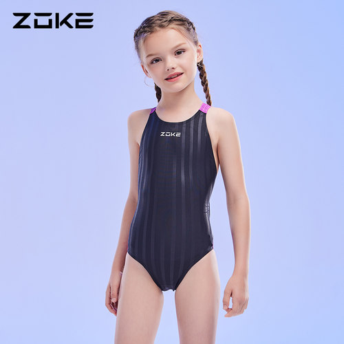 zoke儿童泳衣青少年专业训练连体