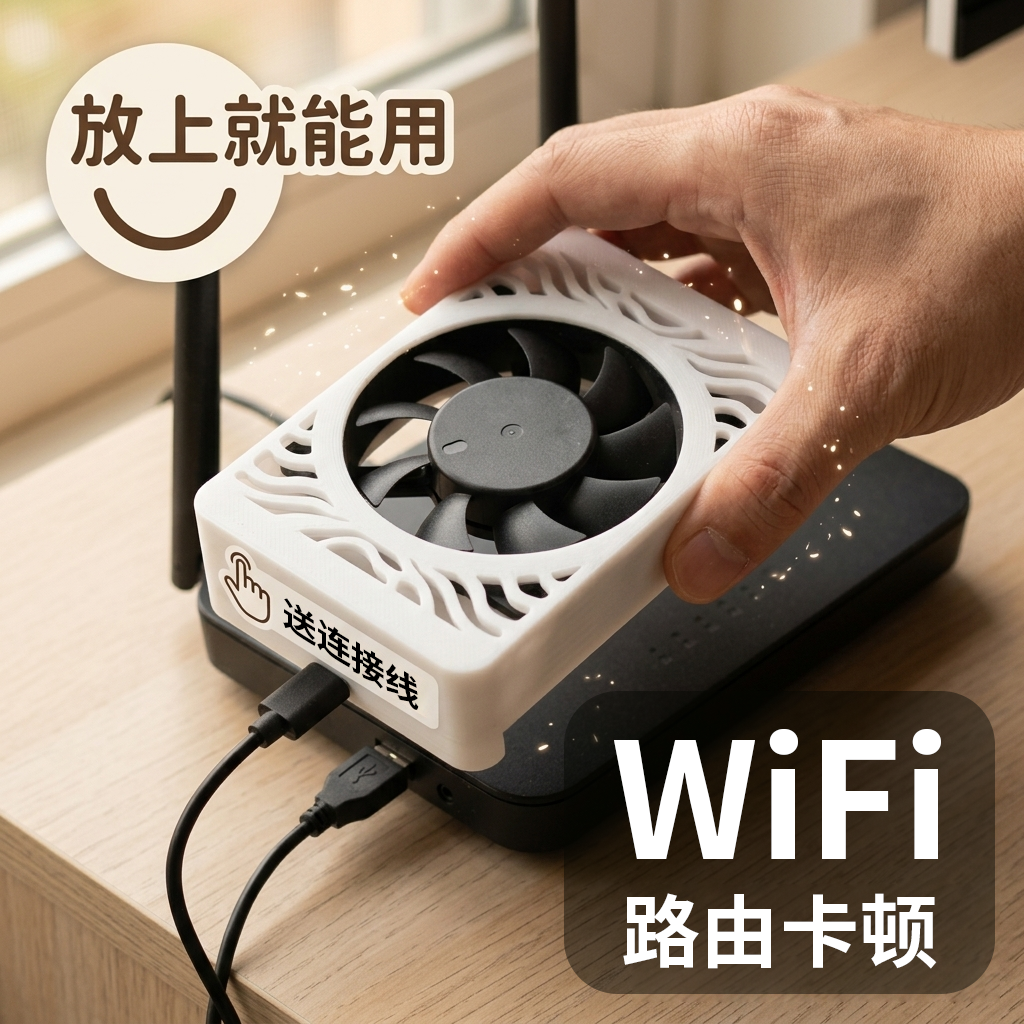 电竞专用路由器散热器双供电静音风扇家用华为小米光猫机顶盒通用
