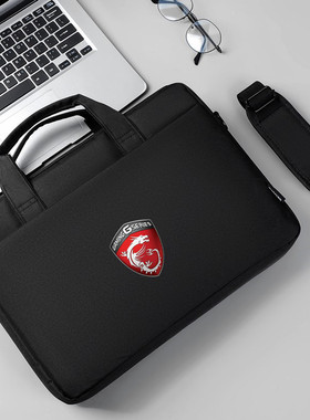 适用微星(MSI)新世代14英寸电脑包笔记本男单肩斜挎背包Modern15防水防震15.6寸Summit E16大容量通勤 手提袋