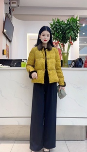 新中式 保暖高级感拼貂毛皮草国风外套 90白鸭绒羽绒服女悦鸣熙冬季