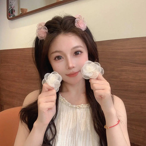 玫瑰花发夹高级感刘海夹
