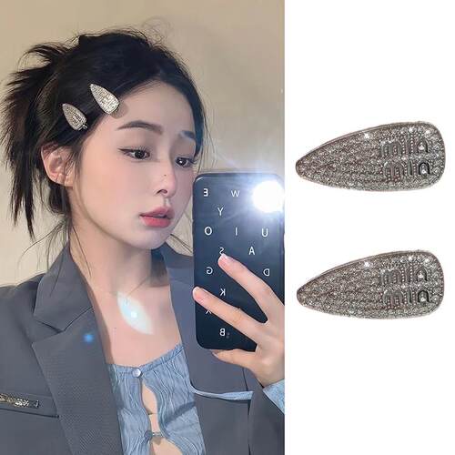 超闪字母水钻发夹女侧边刘海夹