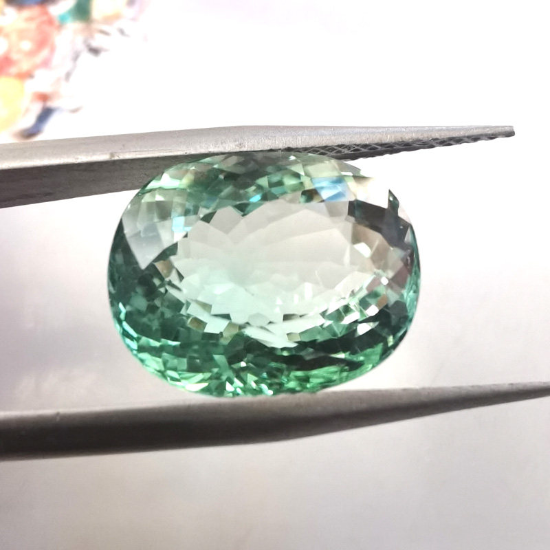 【精品裸石】10.51克拉 椭圆 全净玻璃体 天然苹果绿碧玺 戒面