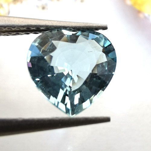 【精品裸石】1.75克拉  纯净 心形 天然海蓝宝石 戒面 吊坠
