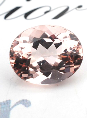 【精品裸石】3.39克拉 粉色 椭圆形 天然摩根石戒面吊坠*国检证书