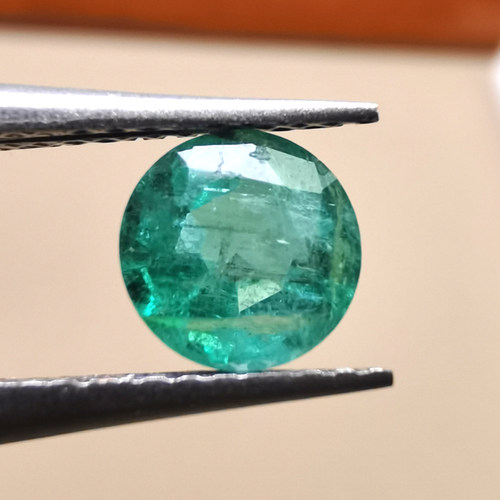 【精品裸石】0.85克拉 6mm  圆钻形 天然祖母绿 戒面 吊坠