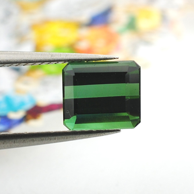 【精品裸石】2.38ct 电光绿 长方 天然绿碧玺 戒面吊坠