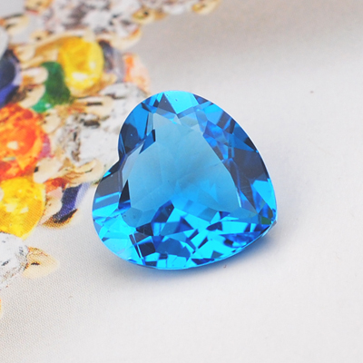 【精品裸石】5.1克拉 心形 瑞士蓝 天然托帕石 戒面吊坠