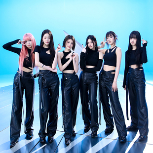 ive韩国女团同款打歌服爵士舞表演服露脐中腰kpop嘻哈练功阔脚裤