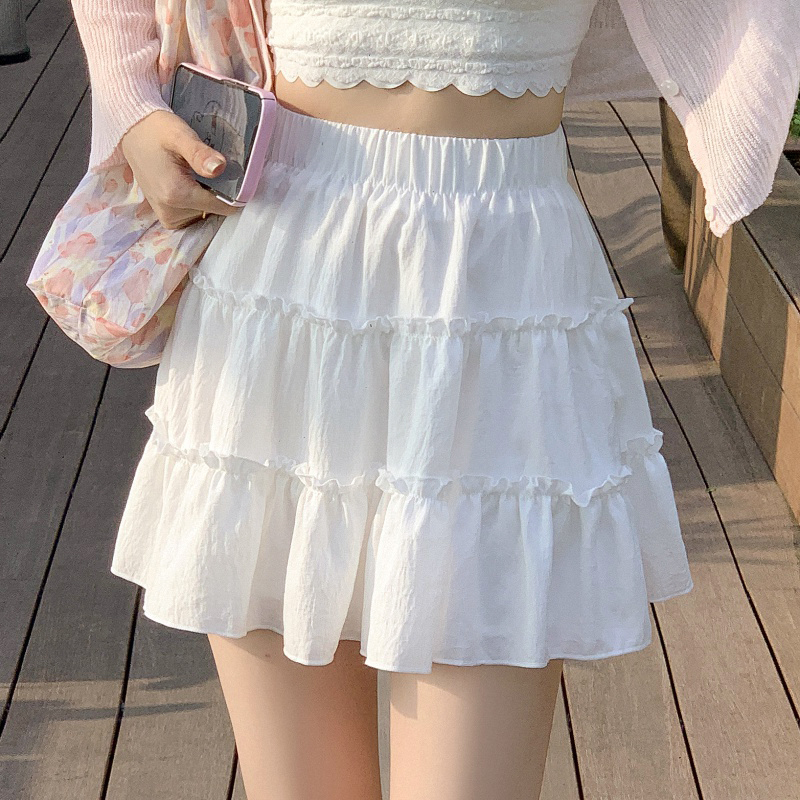 批发芭蕾风大码木耳边蛋糕短裙潮