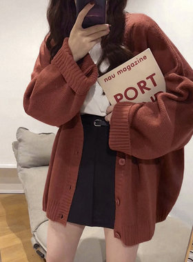 批发百搭复古慵懒松开衫毛衣外套